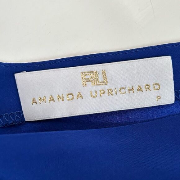 AU Amanda Uprichard Royal Blue 100% Silk Sleeveless Drawstring Waist Mini Dress - Picture 6 of 12